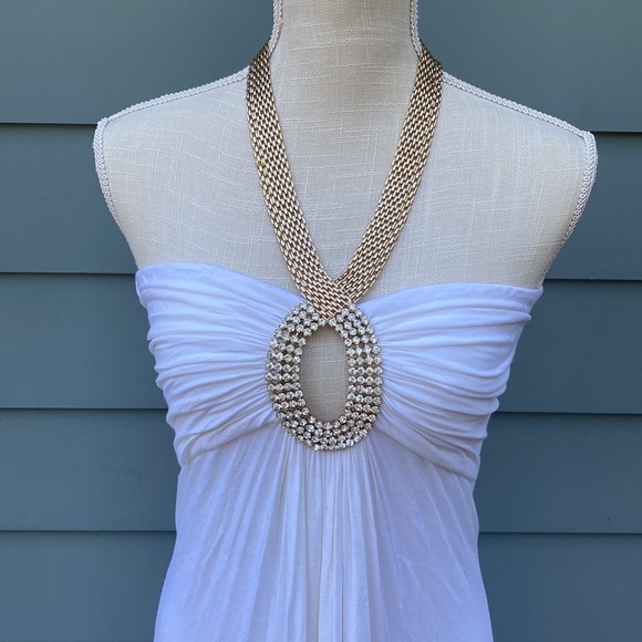 Sky Dresses & Skirts - Sky brand halter rhinestone metal embellished maxi formal gown dress